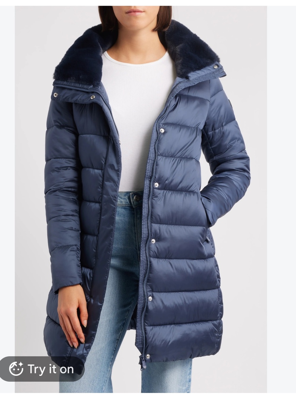 SAVE THE DUCK 🦆 Dales Faux Fur collar Longline Fur Jacket SRP$348